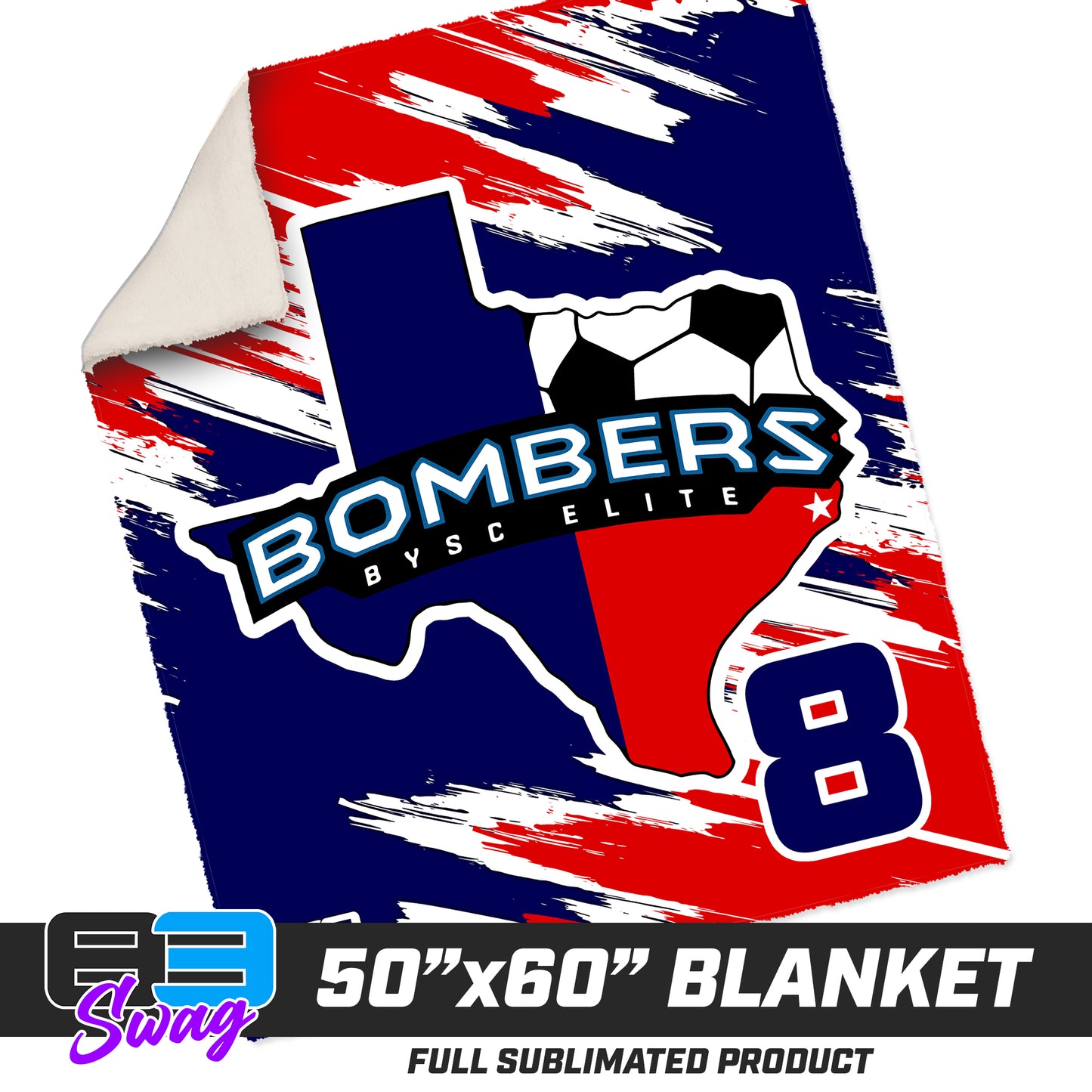 50”x60” Plush Sherpa Blanket  - BYSC Bombers Soccer