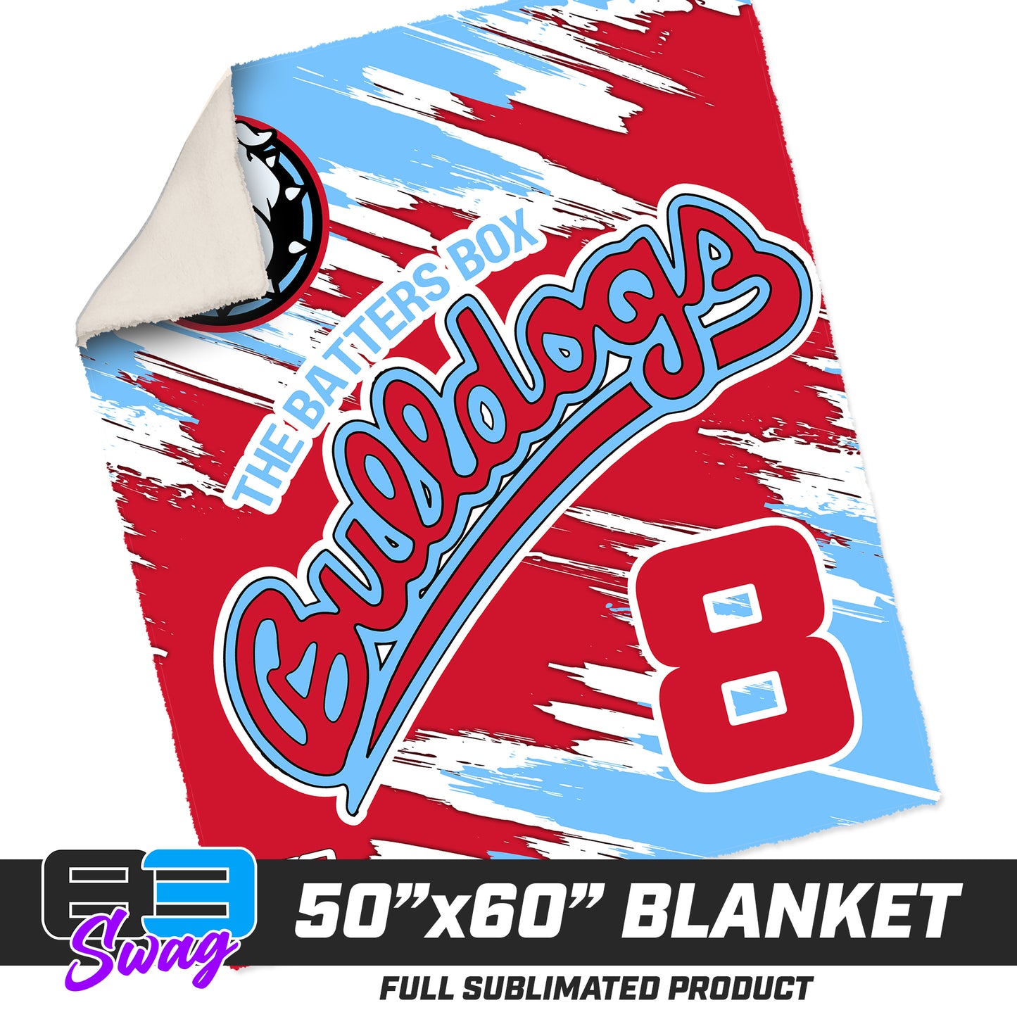 50”x60” Plush Sherpa Blanket  - Batters Box Bulldogs Softball