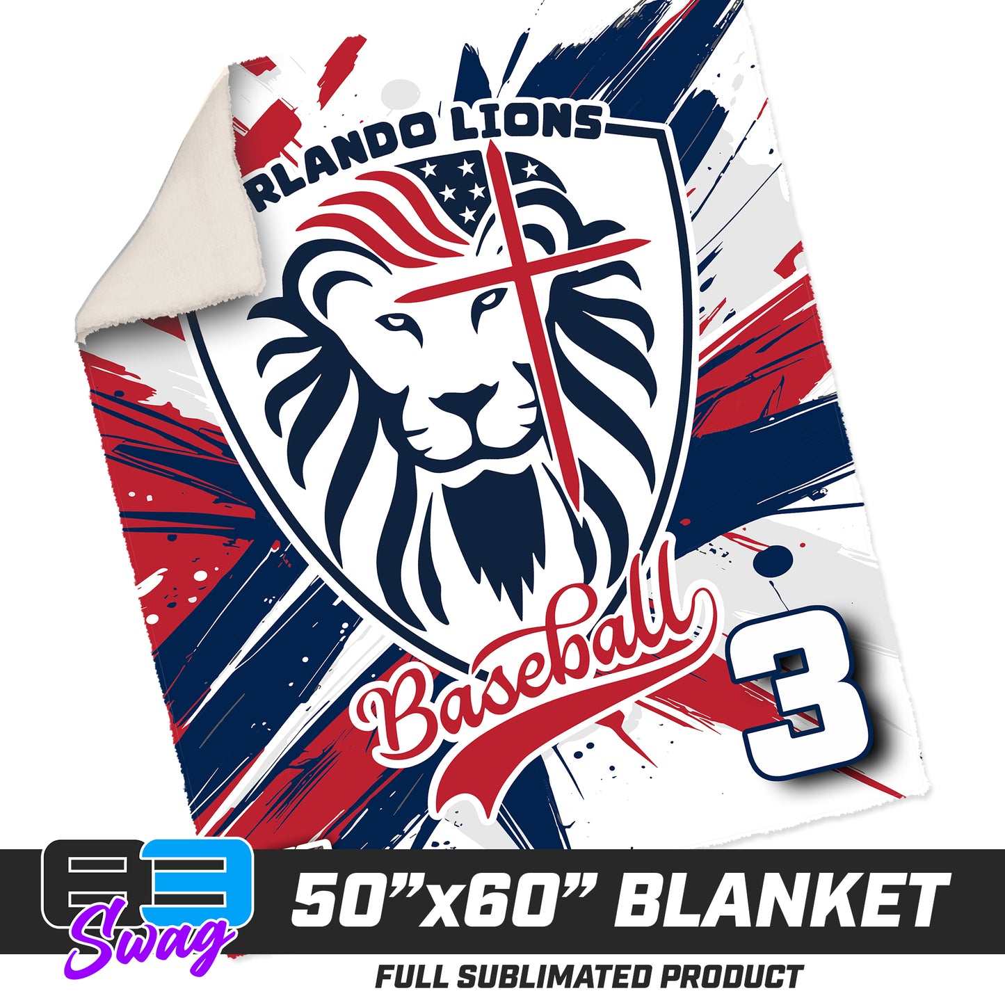 50”x60” Plush Sherpa Blanket  - Orlando Lions Baseball