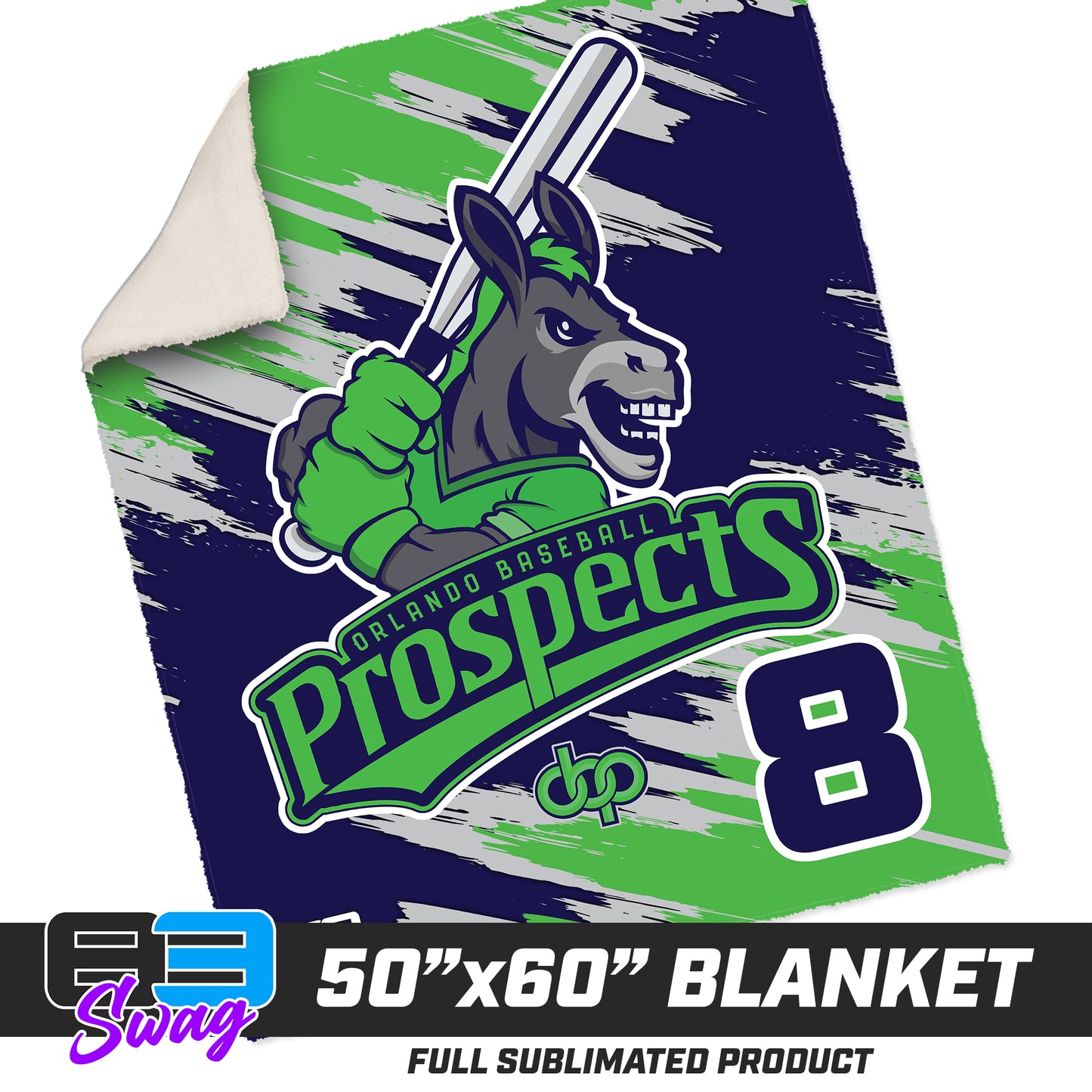 50”x60” Plush Sherpa Blanket  - Orlando Baseball Prospects - Swamp Donkeys