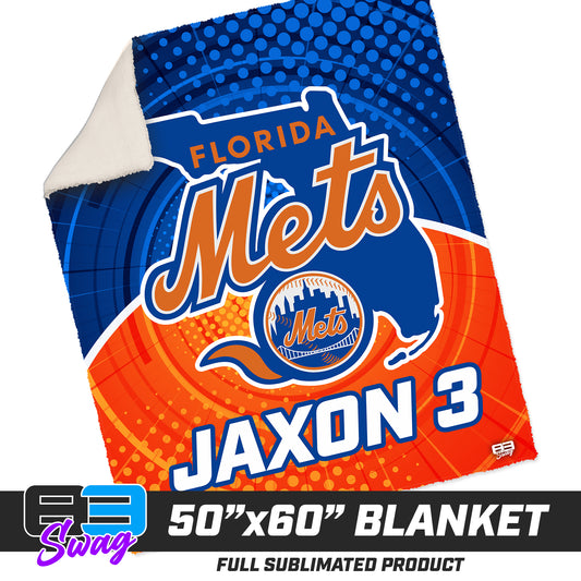 CUSTOM - 50”x60” Plush Sherpa Blanket  - Florida Mets Baseball