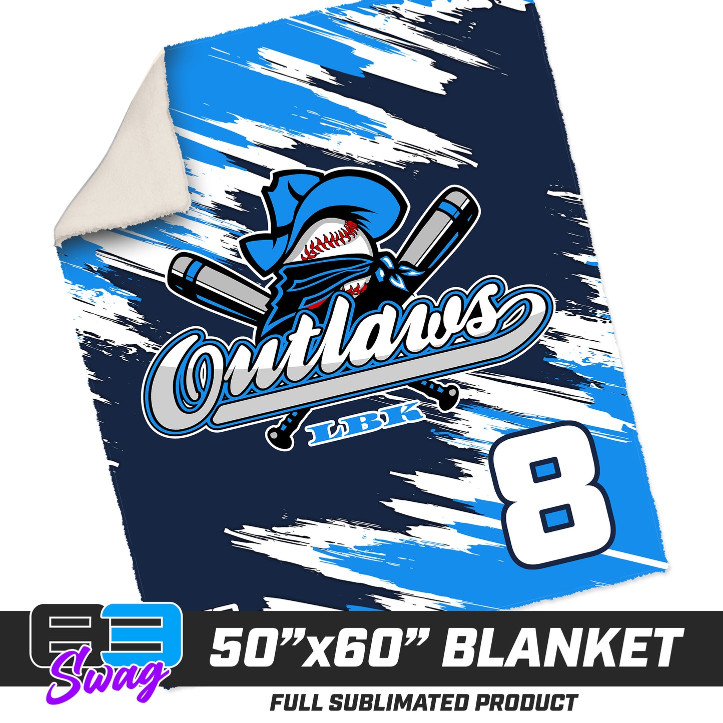 50”x60” Plush Sherpa Blanket  - Outlaws Baseball