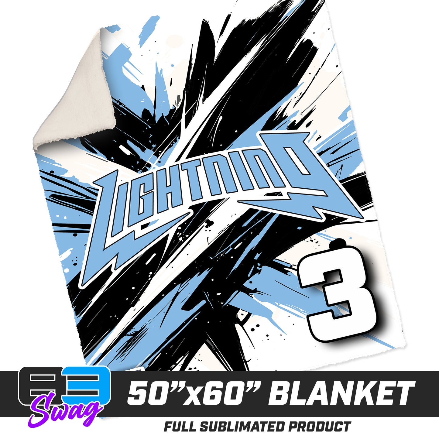 50”x60” Plush Sherpa Blanket  - Lightning Baseball