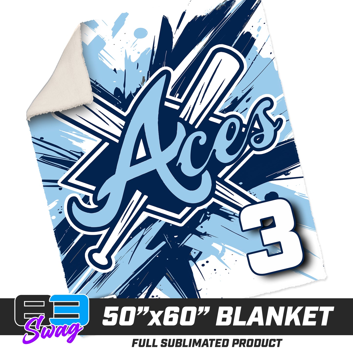 50”x60” Plush Sherpa Blanket  - Aces Baseball