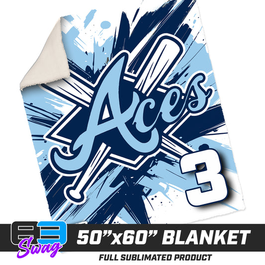 50”x60” Plush Sherpa Blanket  - Aces Baseball