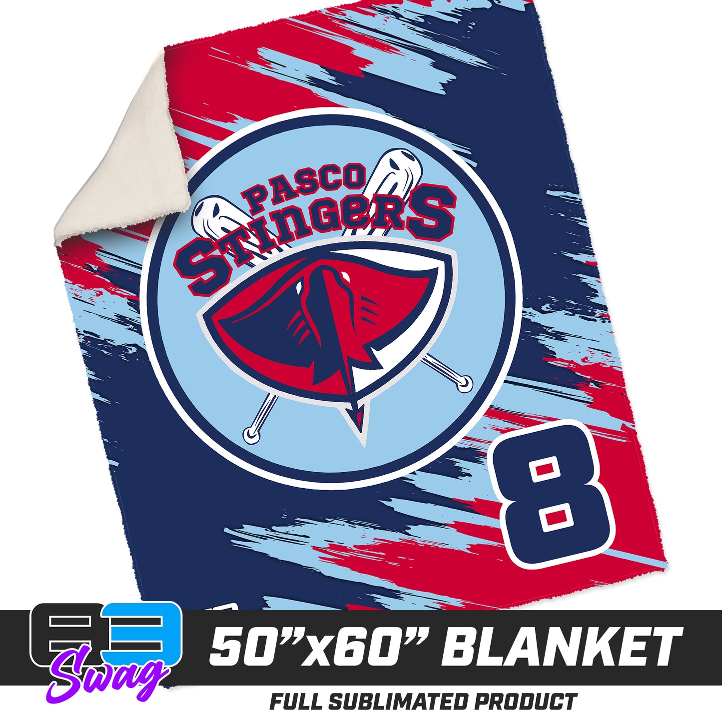 50”x60” Plush Sherpa Blanket  - Pasco Stingers Baseball