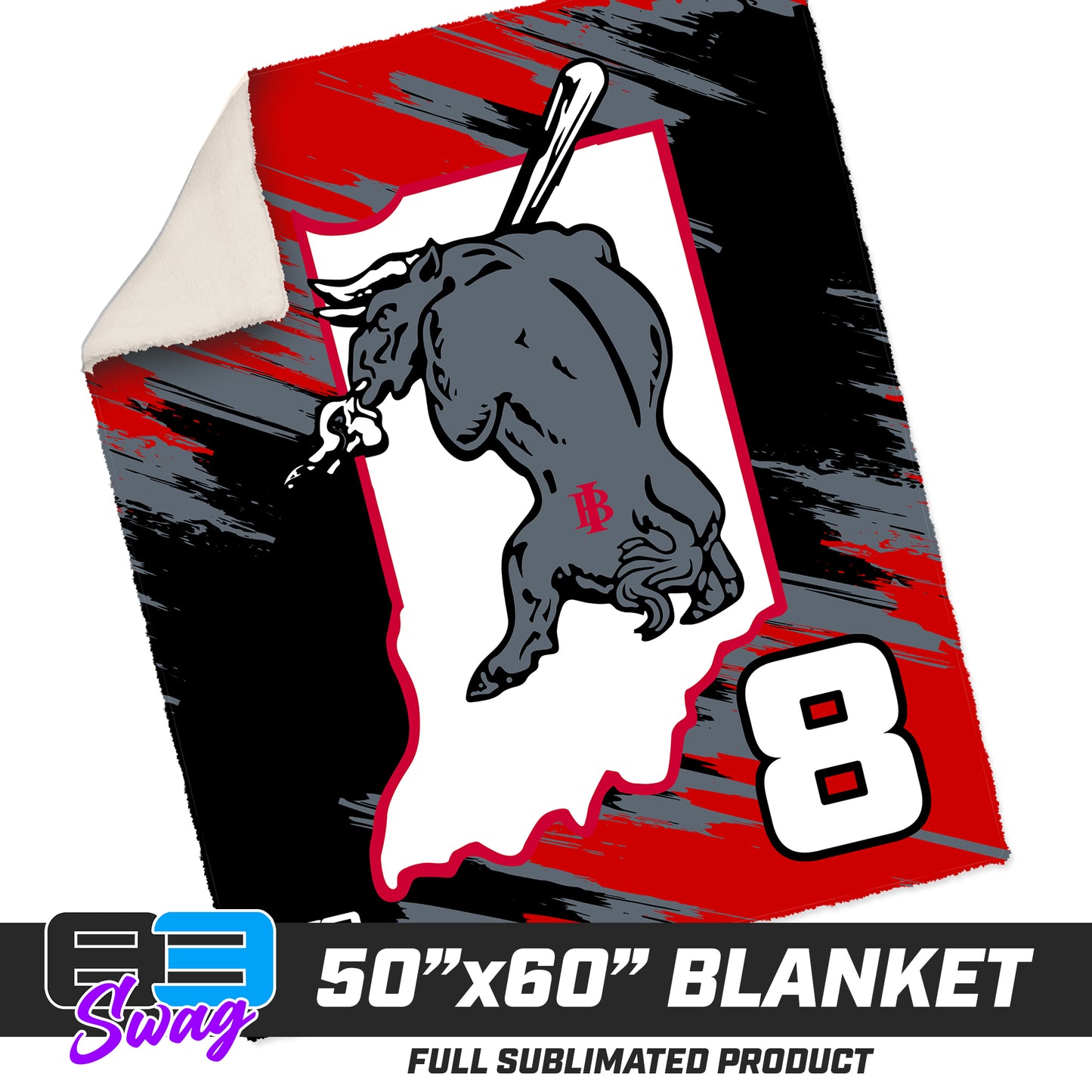 50”x60” Plush Sherpa Blanket  - Indiana Bulls Baseball