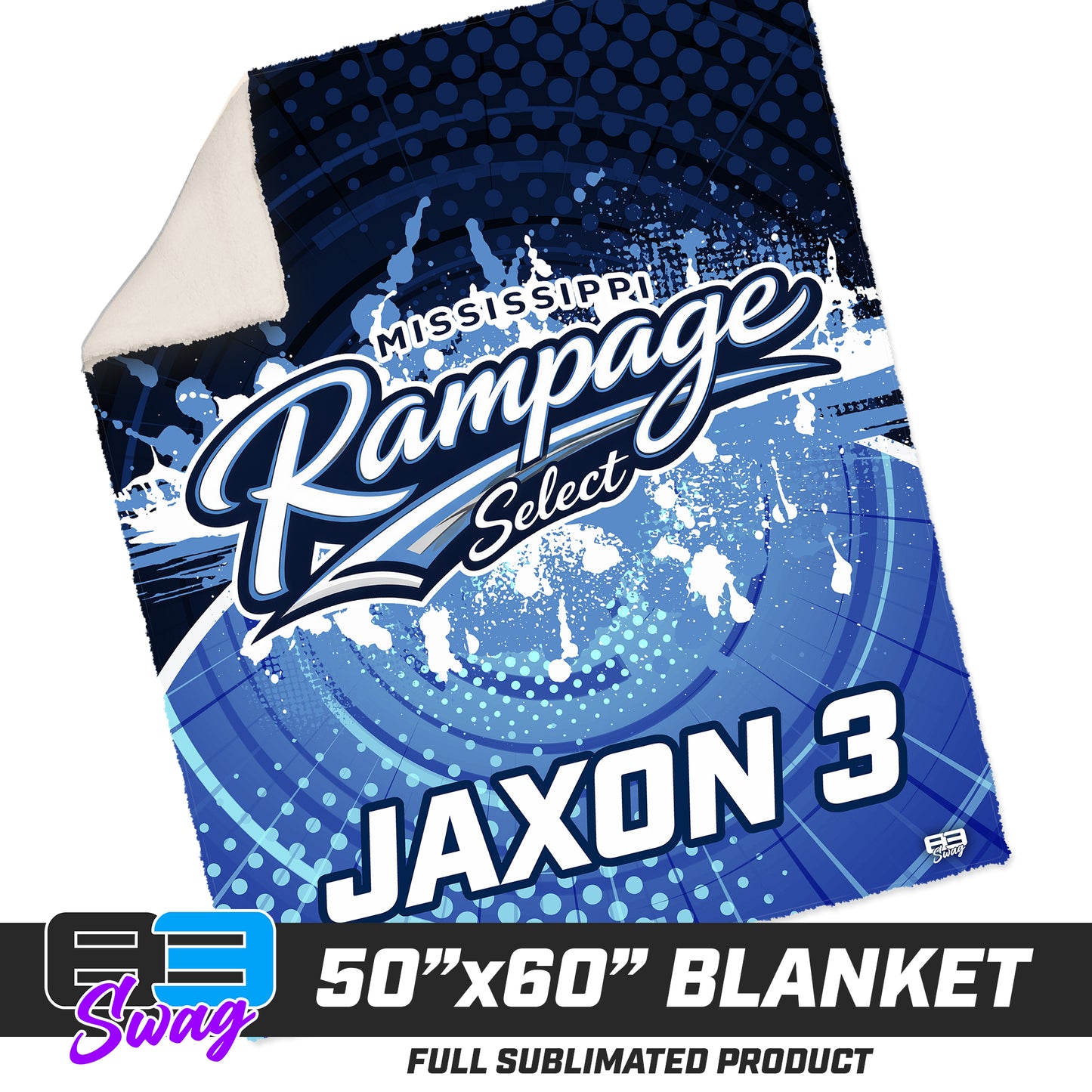 CUSTOM - 50”x60” Plush Sherpa Blanket  - Mississippi Rampage Select Softball