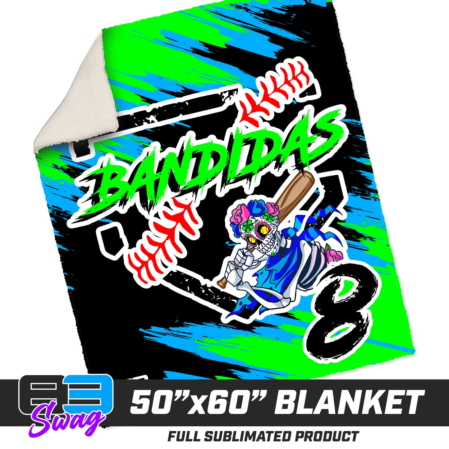 50”x60” Plush Sherpa Blanket  - Baker Bandidas Softball