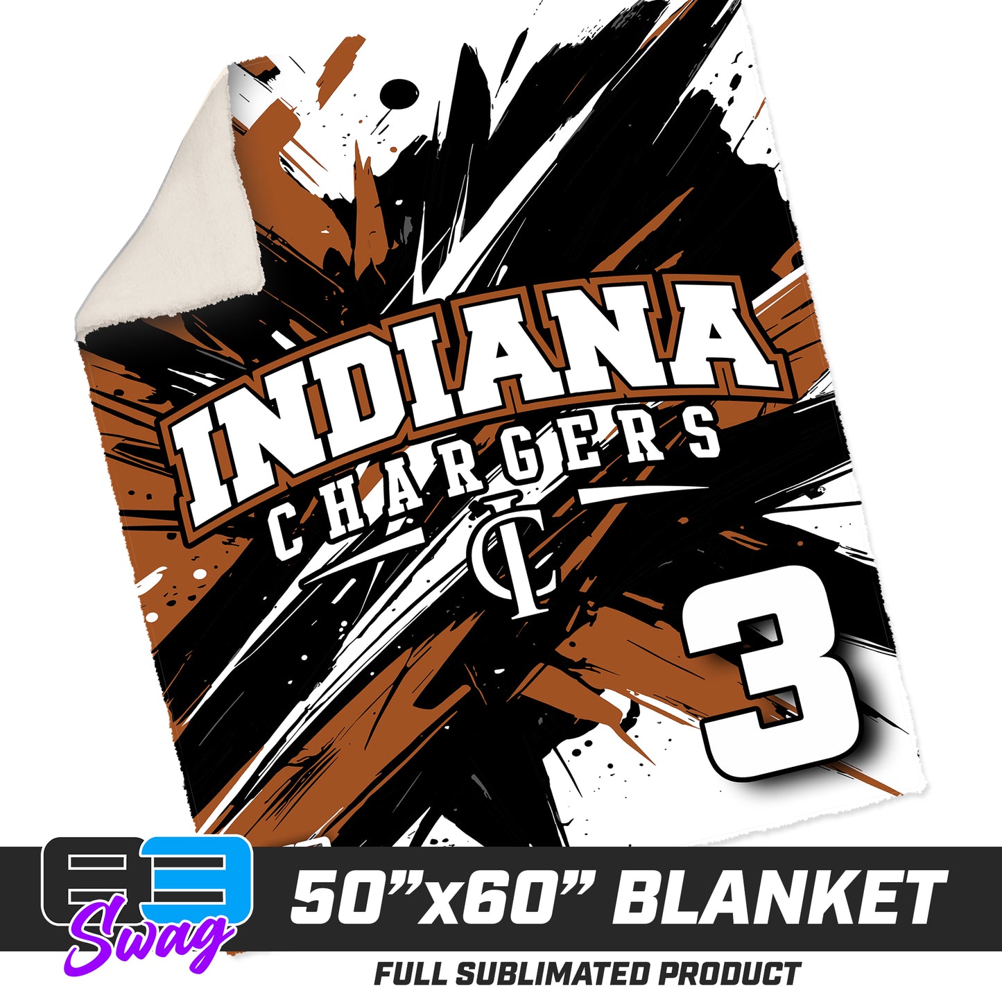50”x60” Plush Sherpa Blanket  - Indiana Chargers Baseball