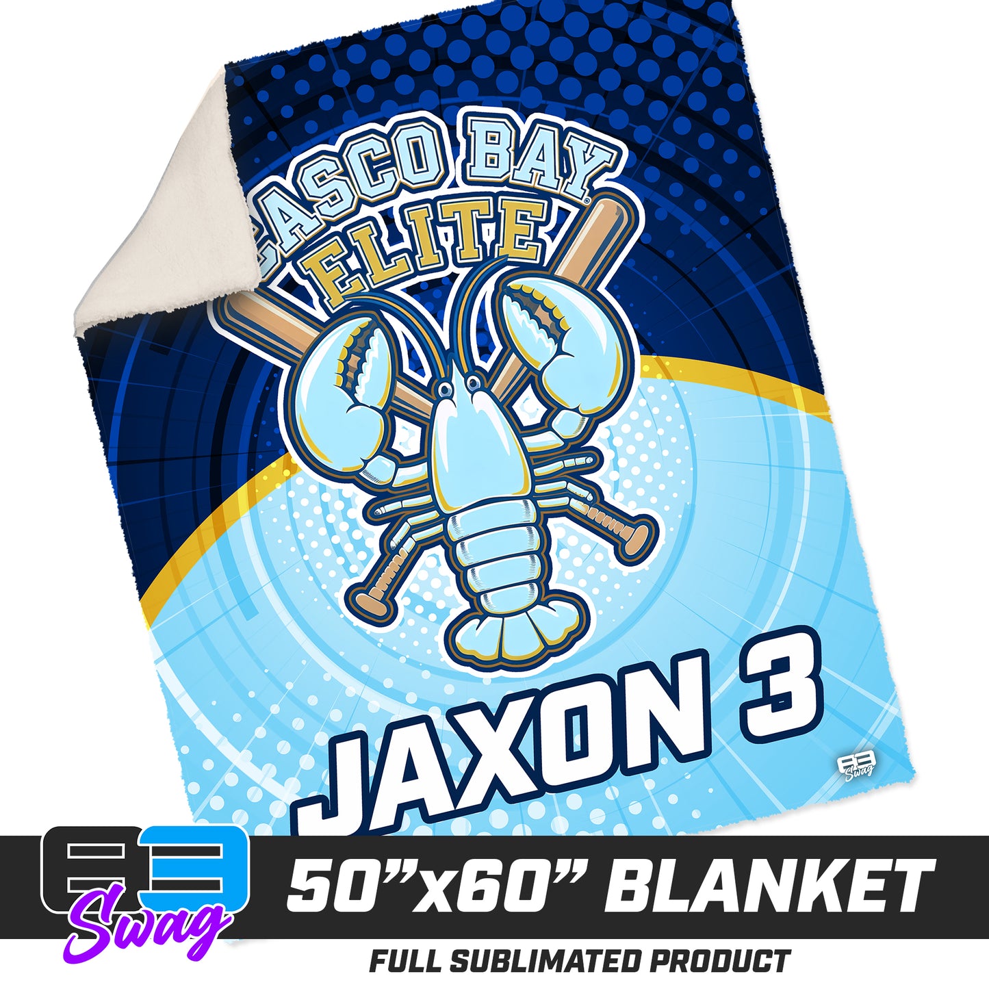 CUSTOM - 50”x60” Plush Sherpa Blanket  - Casco Bay Elite Baseball
