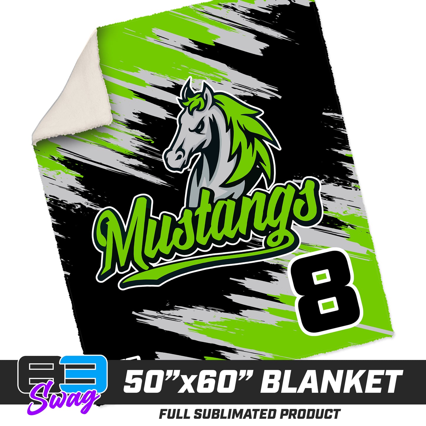 50”x60” Plush Sherpa Blanket  - Mustangs