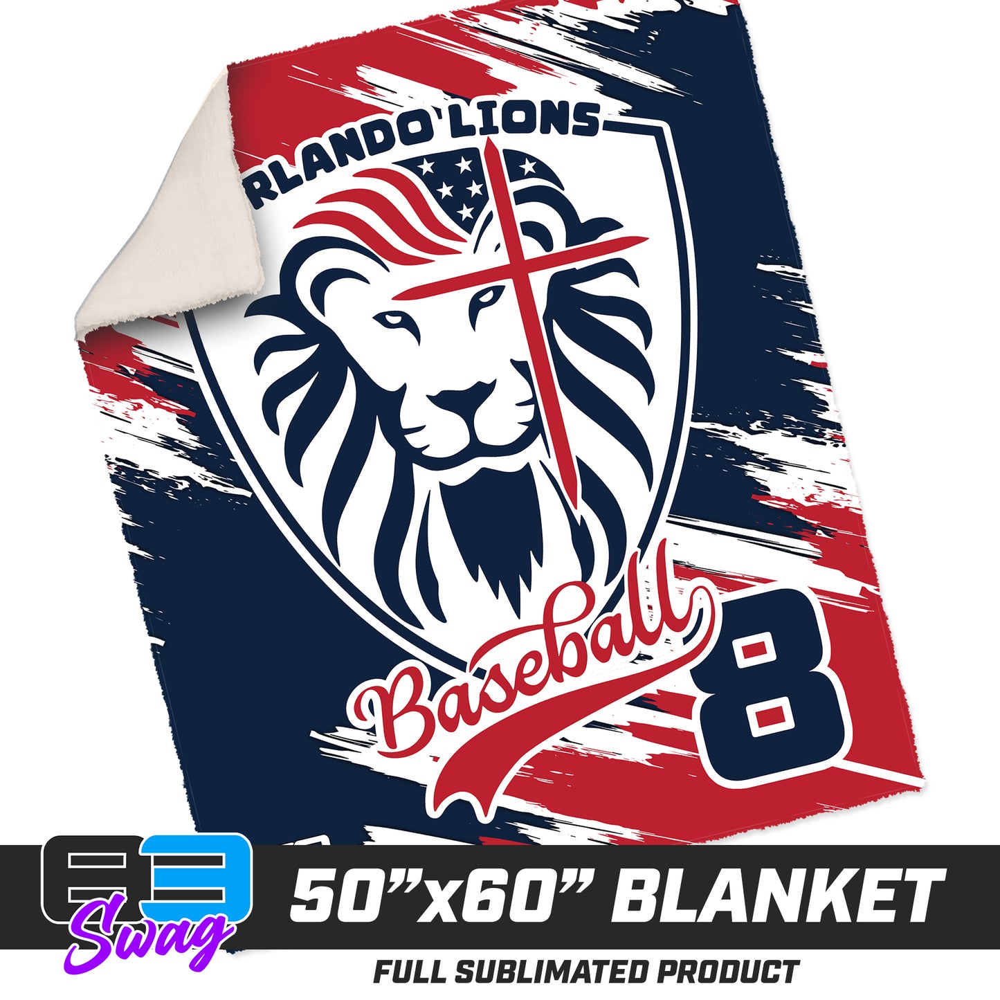 50”x60” Plush Sherpa Blanket  - Orlando Lions Baseball