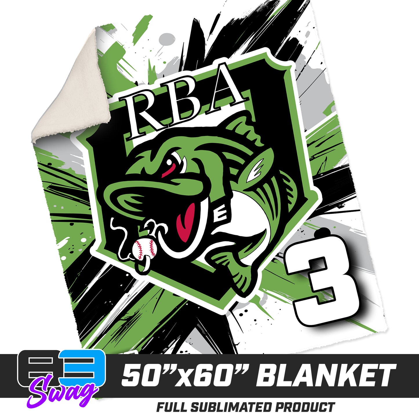 CUSTOM - 50”x60” Plush Sherpa Blanket  - RBA Stripers Baseball