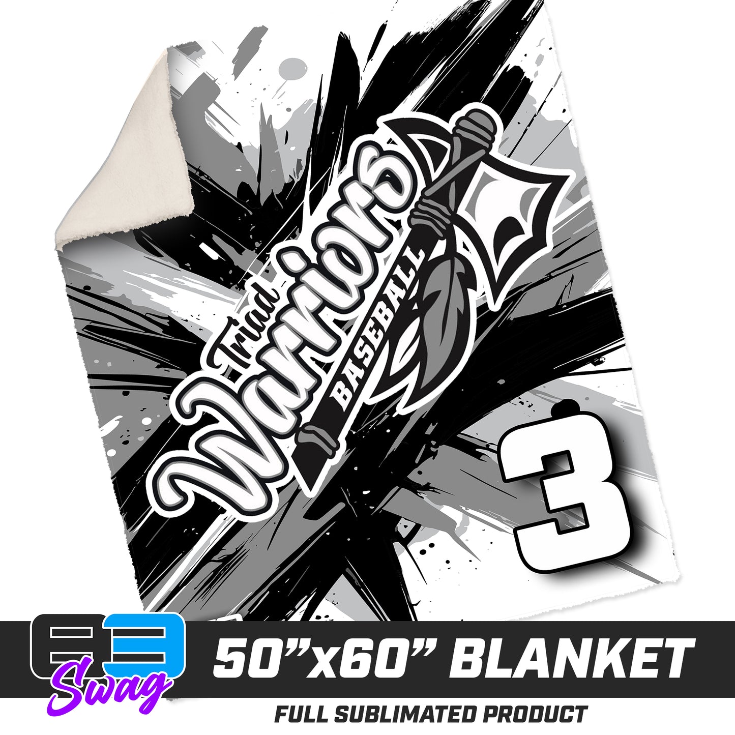50”x60” Plush Sherpa Blanket  - Triad Warriors Baseball