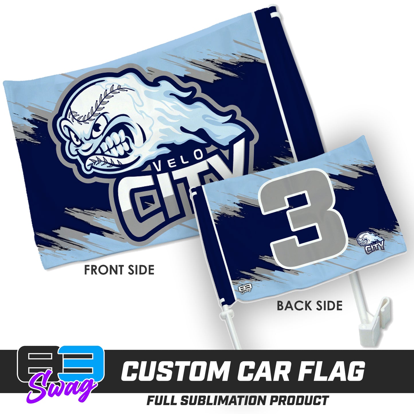 Double Sided Car Flag - Velocity Baseball