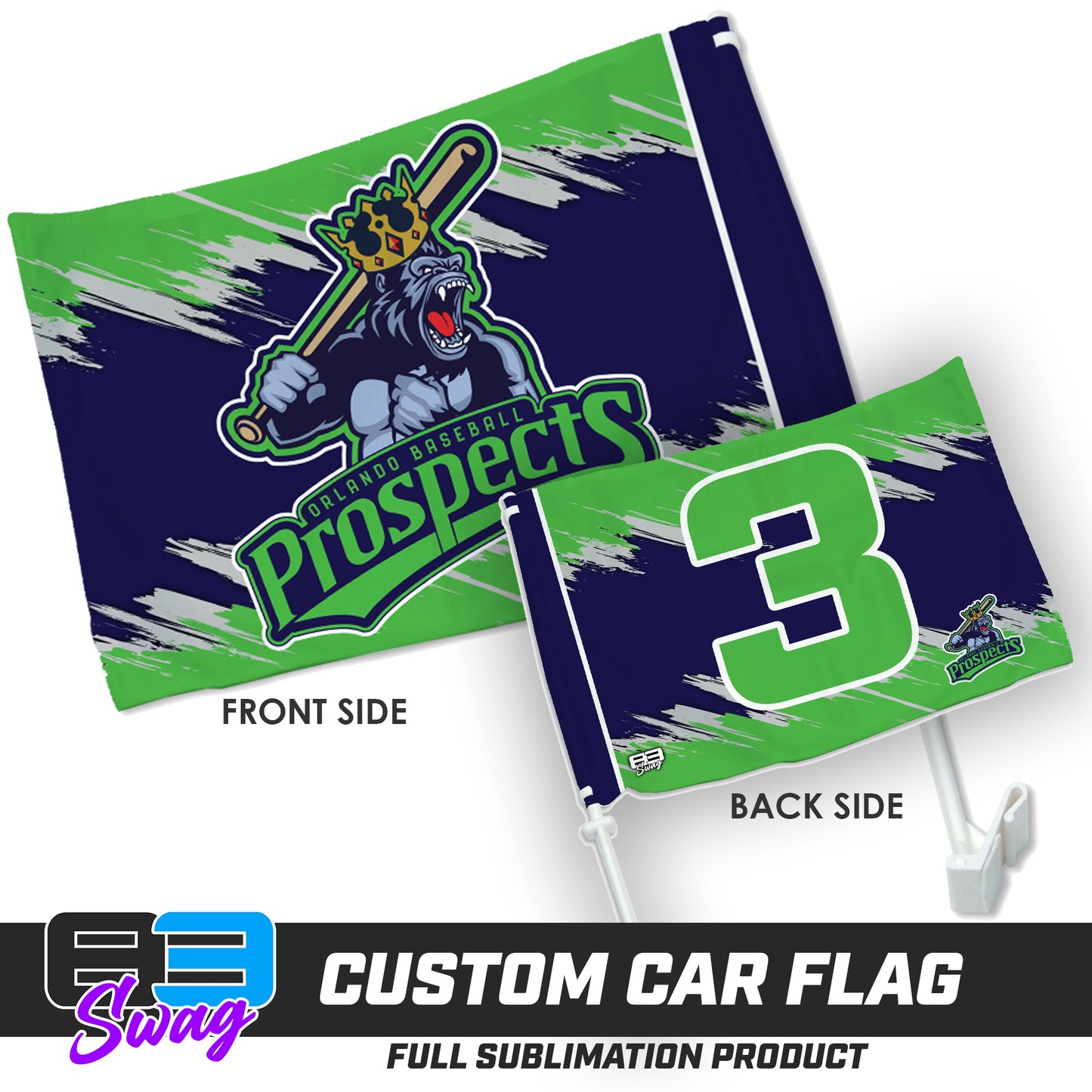 Double Sided Car Flag - Orlando Baseball Prospects - Gorilla Kings