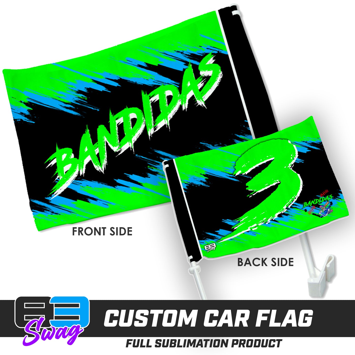 Double Sided Car Flag - Baker Bandidas Softball