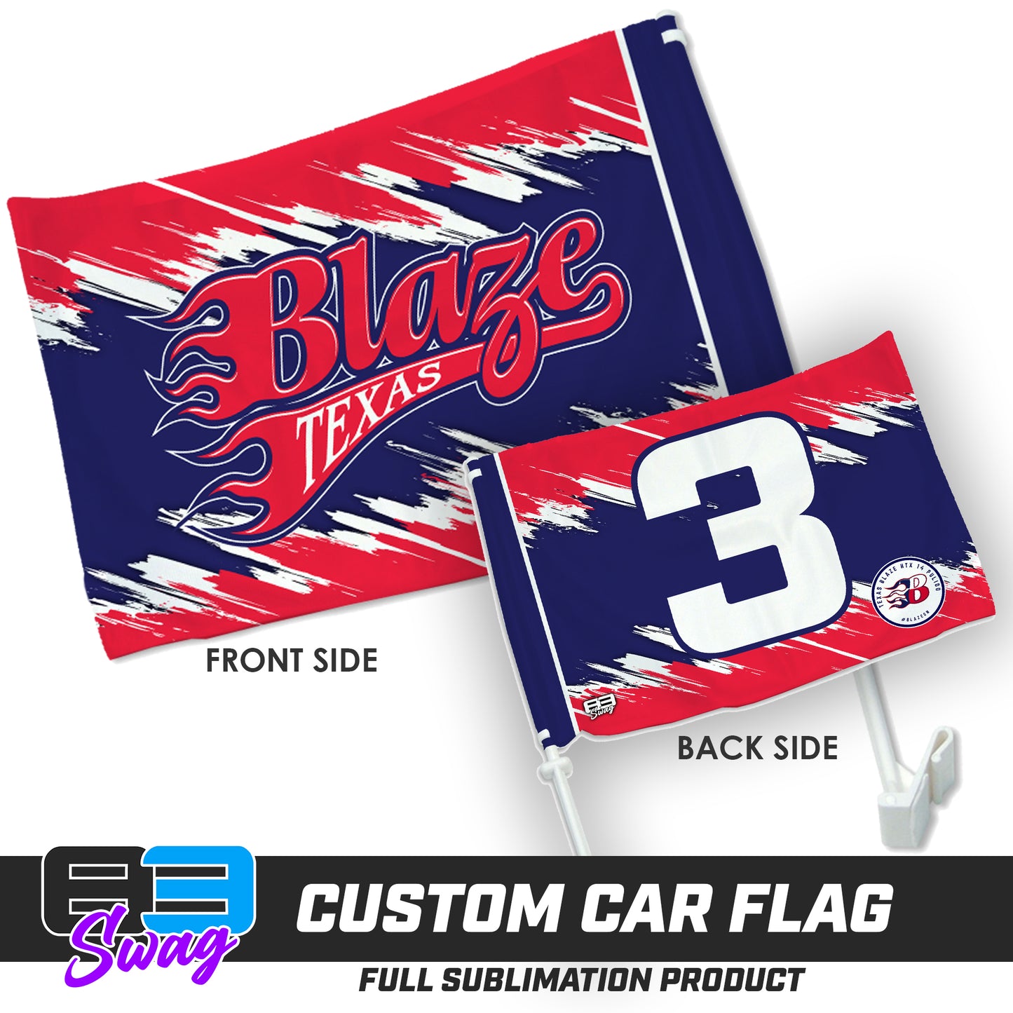 Double Sided Car Flag - Texas Blaze Softball