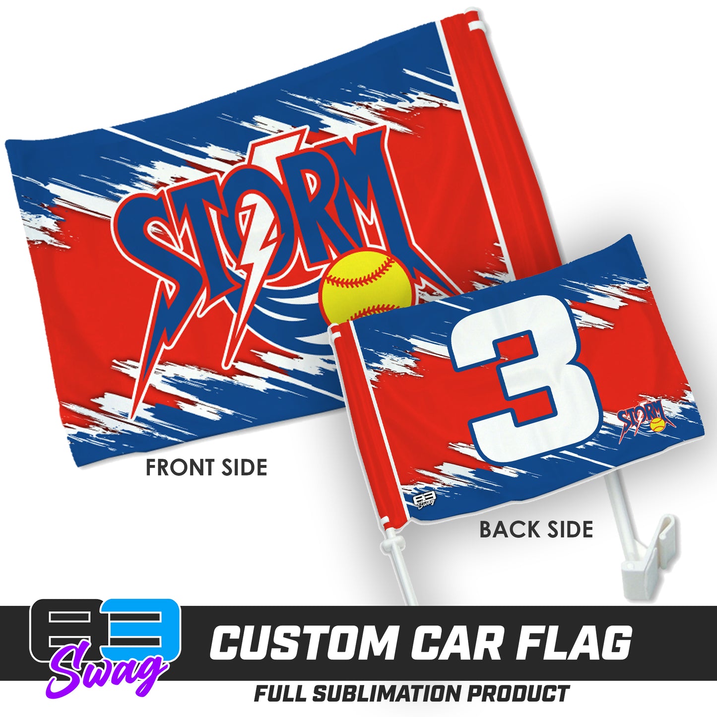 Double Sided Car Flag - Sun City Storm Softball