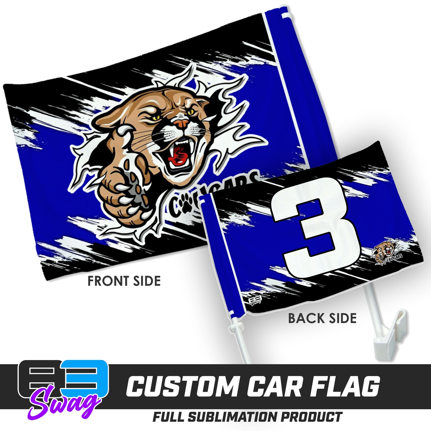 Double Sided Car Flag - North Caroline Cougars Football