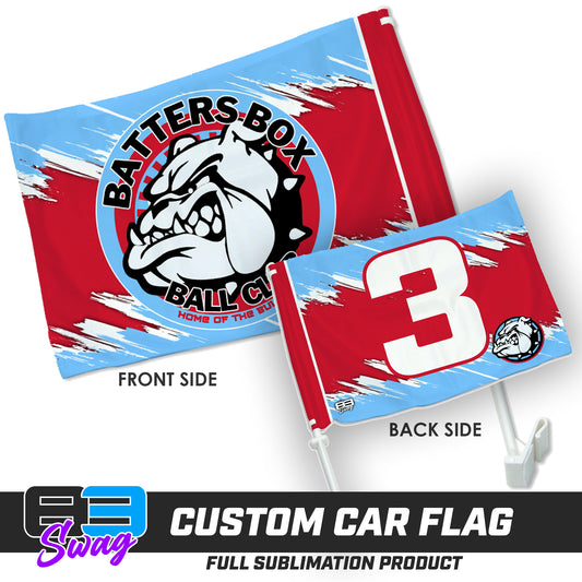 Double Sided Car Flag - Batters Box Bulldogs Softball