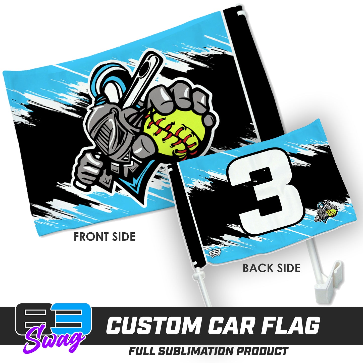 Double Sided Car Flag - Knights Softball