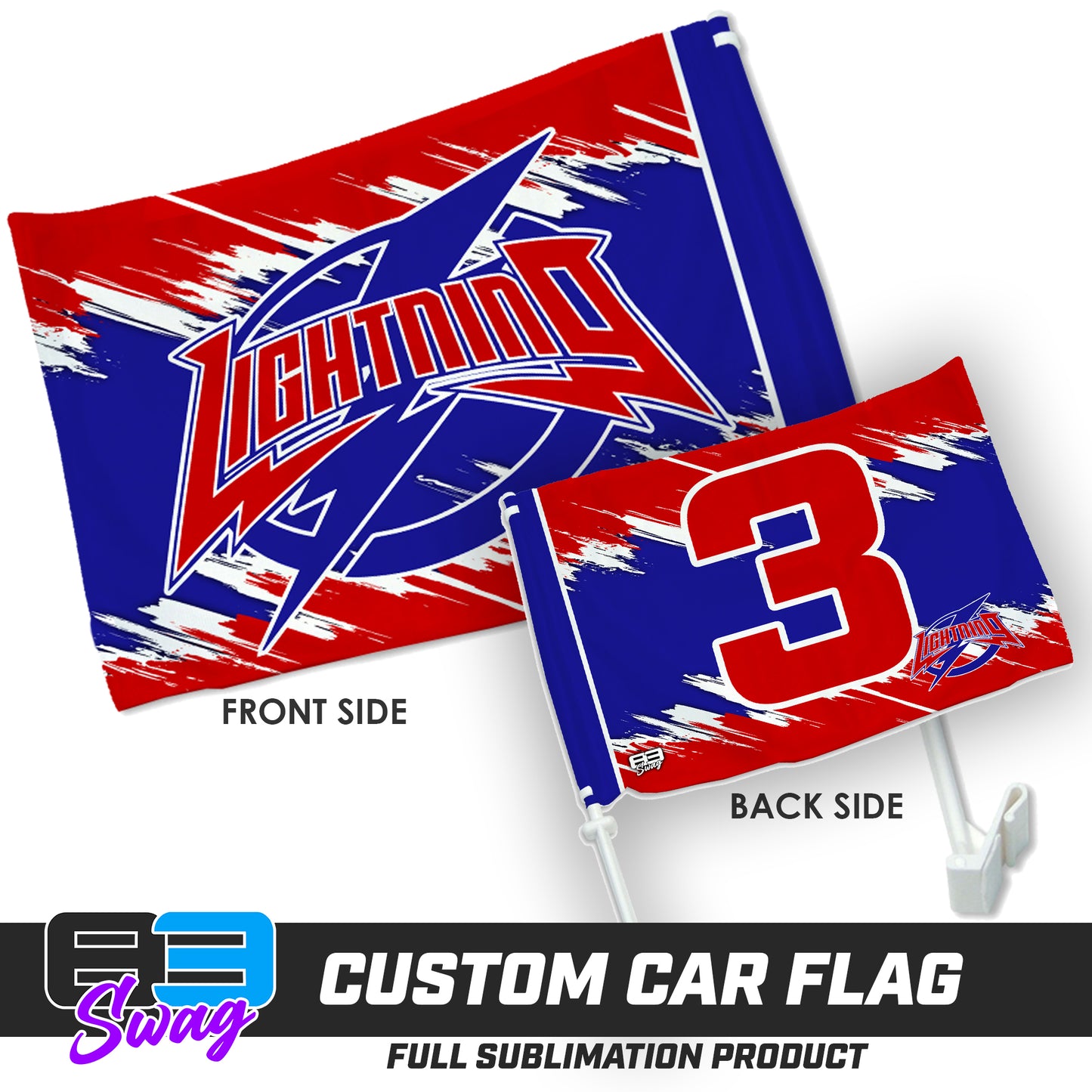 Double Sided Car Flag - Palm Beach Gardens Lightning