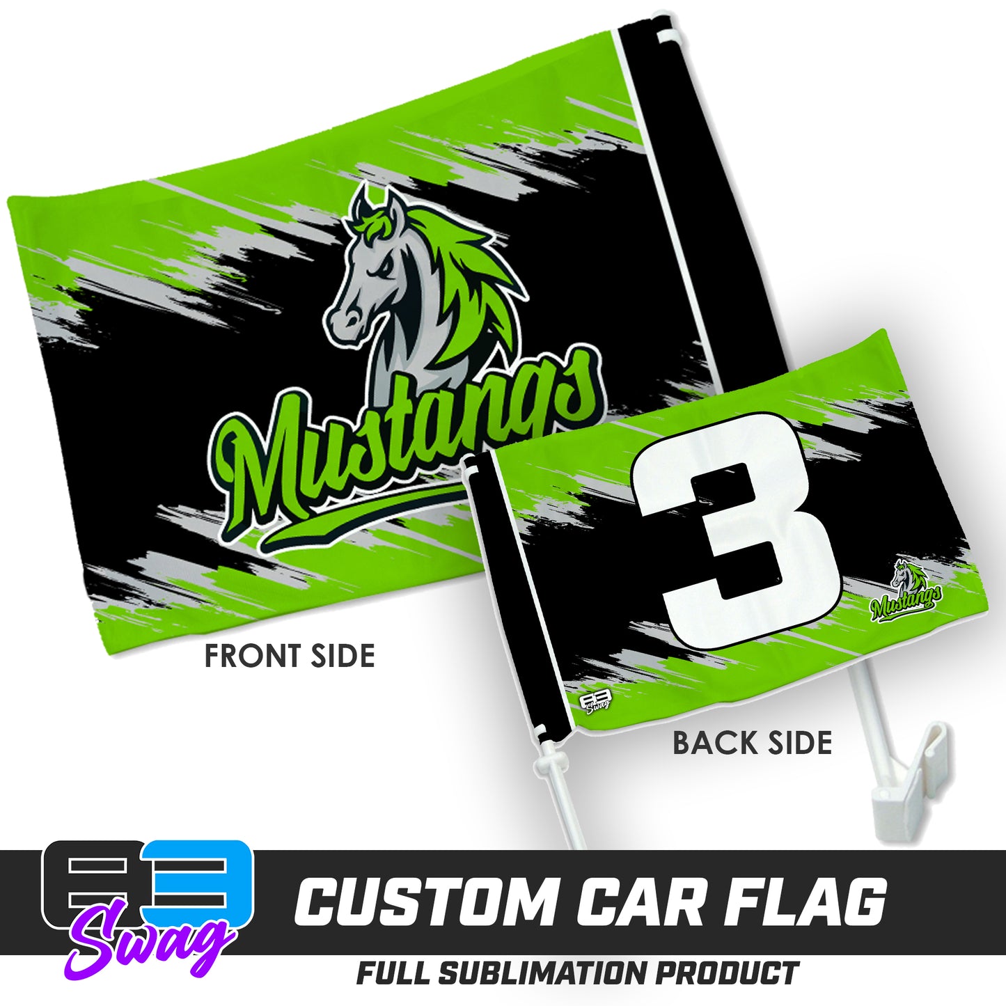 Double Sided Car Flag - Mustangs