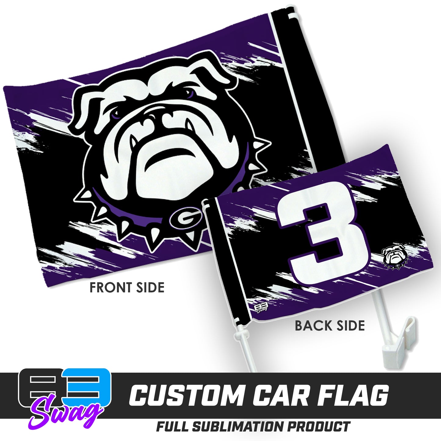 Double Sided Car Flag - Geraldine Bulldogs Football