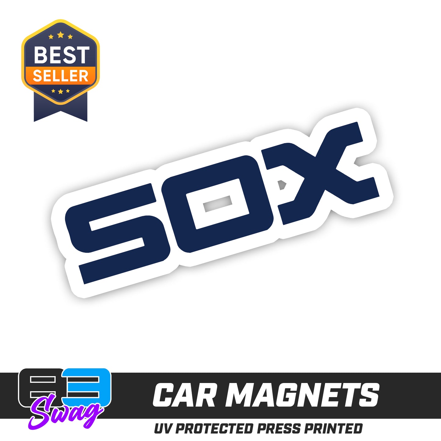 (12 Pack) Logo 4" Magnets - Blue Sox