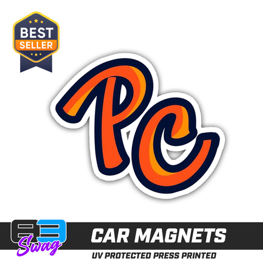 (12 Pack) Logo 4" Magnets - Peach Clobbers Baseball V2