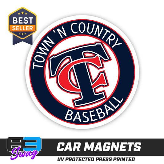 (12 Pack) Logo 4" Magnets - Town N Country Baseball