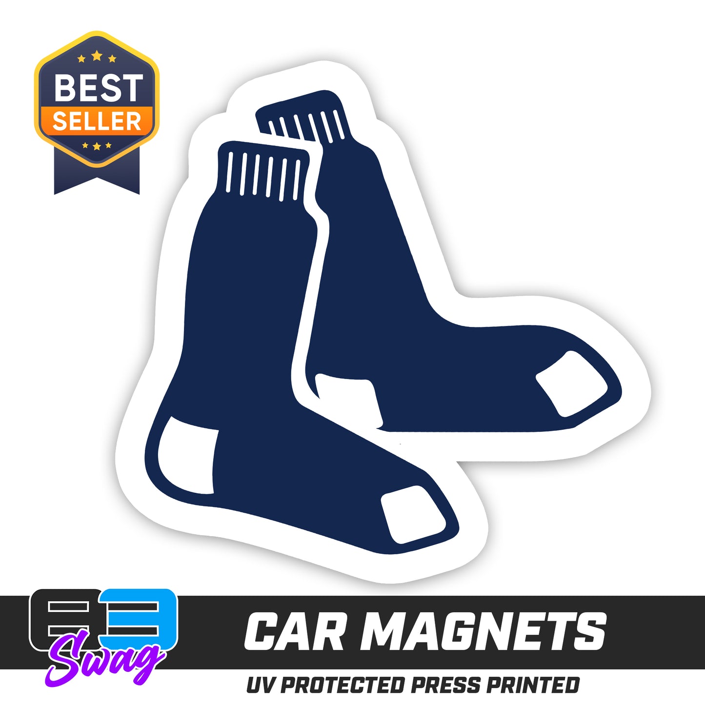 (12 Pack) Logo 4" Magnets - Blue Sox