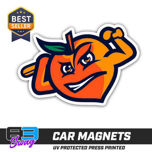 (12 Pack) Logo 4" Magnets - Peach Clobbers Baseball