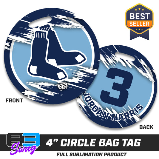 4" Circle Hard Acrylic Bag Tag - Blue Sox