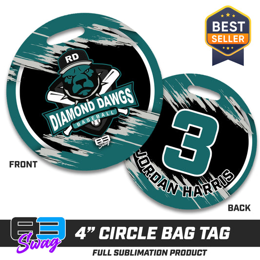 4" Circle Hard Acrylic Bag Tag - Diamond Dawgs