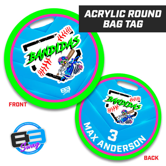 Baker Bandidas Softball - 4" Circle Hard Acrylic Bag Tag