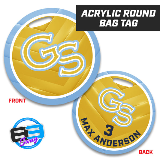 Golden Spikes Baseball - 4" Circle Hard Acrylic Bag Tag