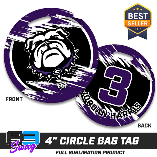 4" Circle Hard Acrylic Bag Tag - Geraldine Bulldogs Football