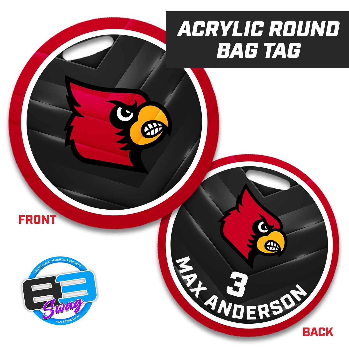 Prosper Cardinals Football - 4" Circle Hard Acrylic Bag Tag