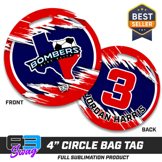 4" Circle Hard Acrylic Bag Tag - BYSC Bombers Soccer