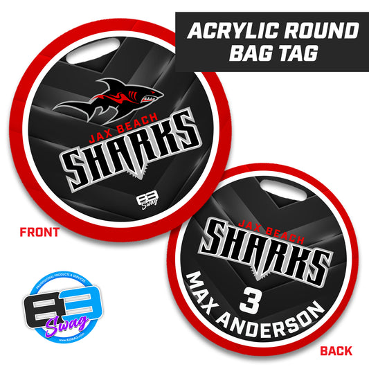 Jax Beach Sharks Football - 4" Circle Hard Acrylic Bag Tag
