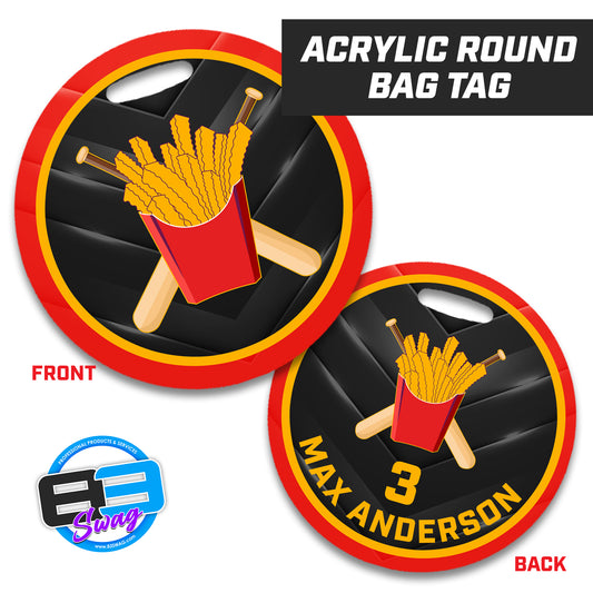 Team Rally Fries Baseball - 4" Circle Hard Acrylic Bag Tag