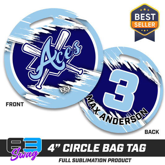 4" Circle Hard Acrylic Bag Tag - Aces Baseball