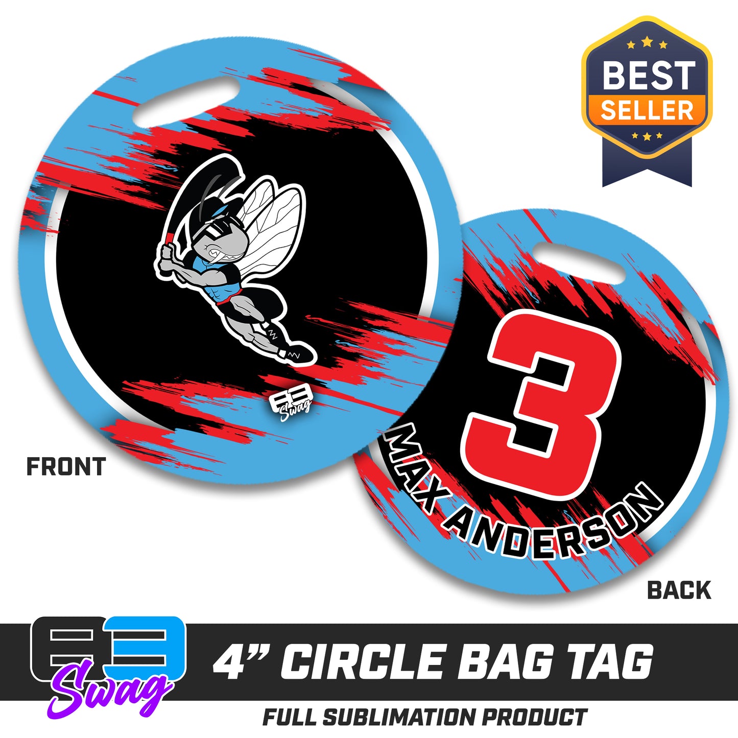 4" Circle Hard Acrylic Bag Tag - NBC Gnats Baseball