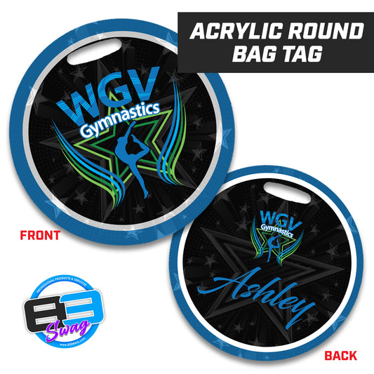 WGV Gymnastics BLACK - 4" Circle Hard Acrylic Bag Tag