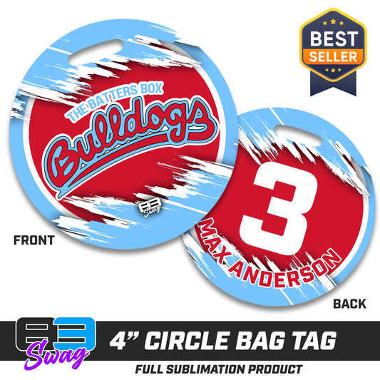 4" Circle Hard Acrylic Bag Tag - Batters Box Bulldogs Softball