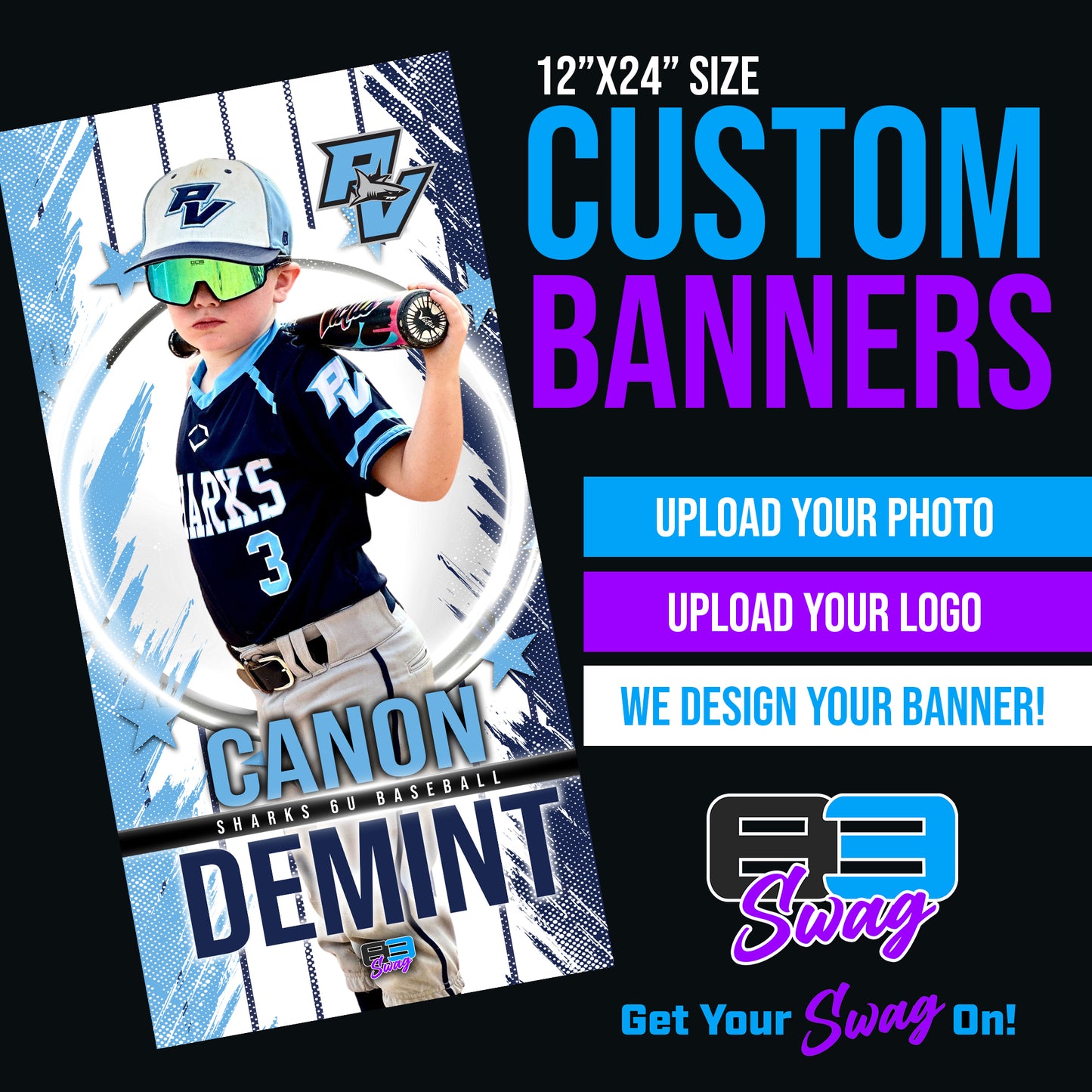 Custom 12"x24" Player Banners
