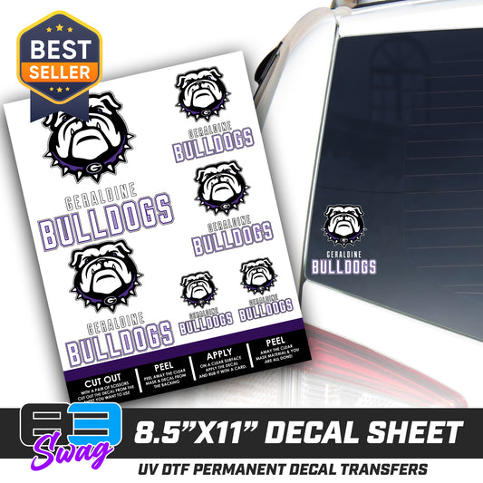 Logo Decal Pack Sheet - Geraldine Bulldogs Football